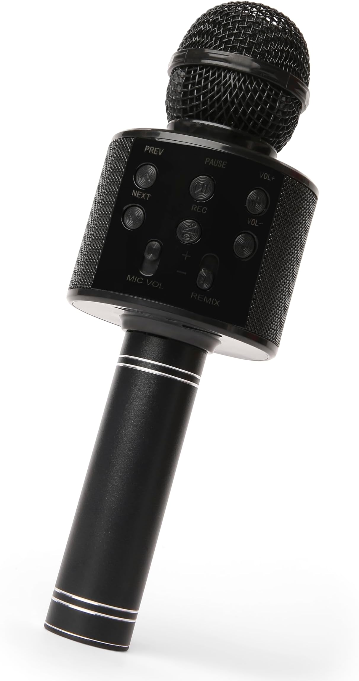 Juarez WS858 Black Wireless Karaoke Microphone – Bluetooth Handheld Mic with Speaker, Echo, LED Lights & Recording Function for Singing, Kids Parties, Home Entertainment & Gifts