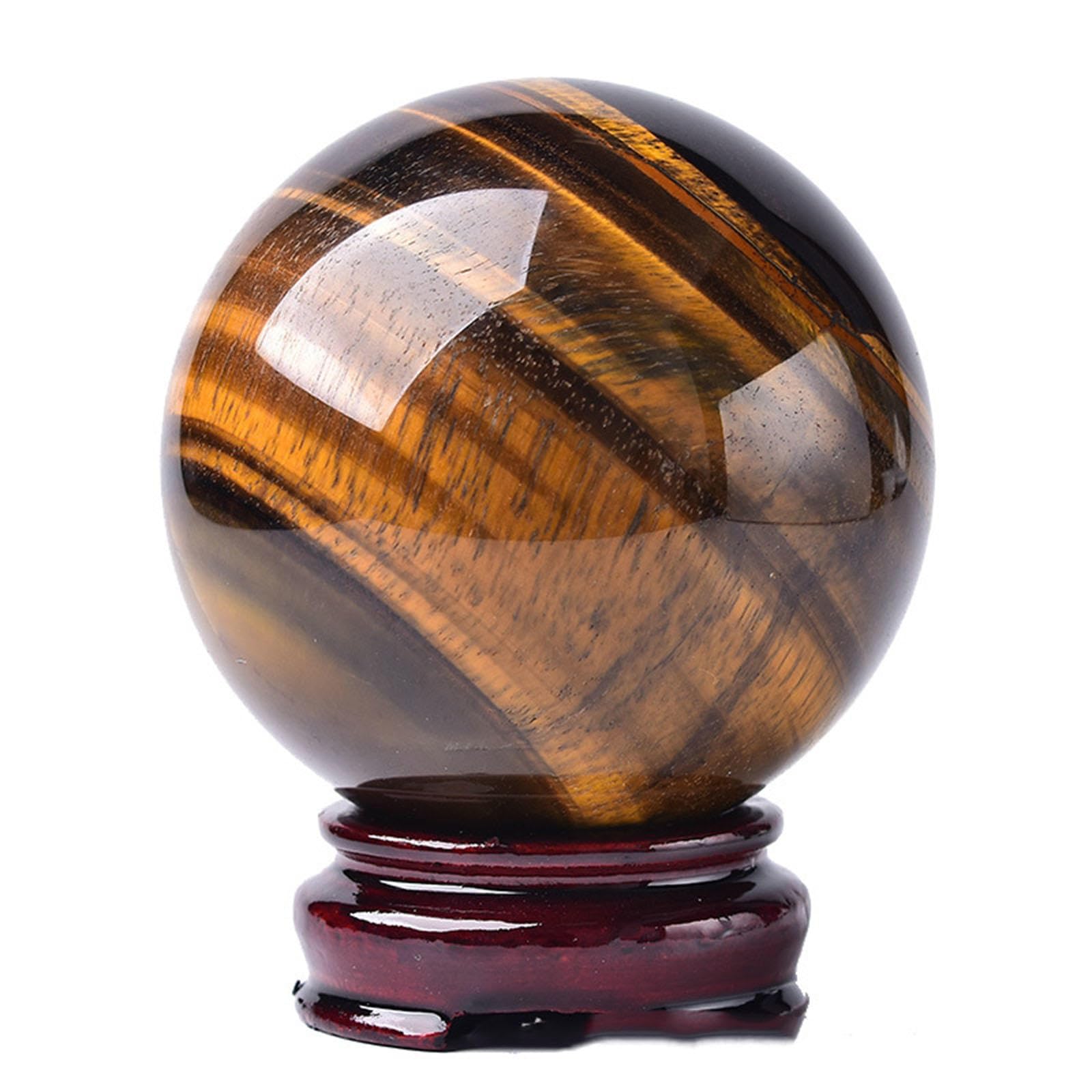 BJXKHFPIV Crystal Ball Tiger Eye Stone Gemstone Sphere with Stand Ornament Divination Crystal Ball for Feng Shui, Divination, Home Decor,8cm/3.1in