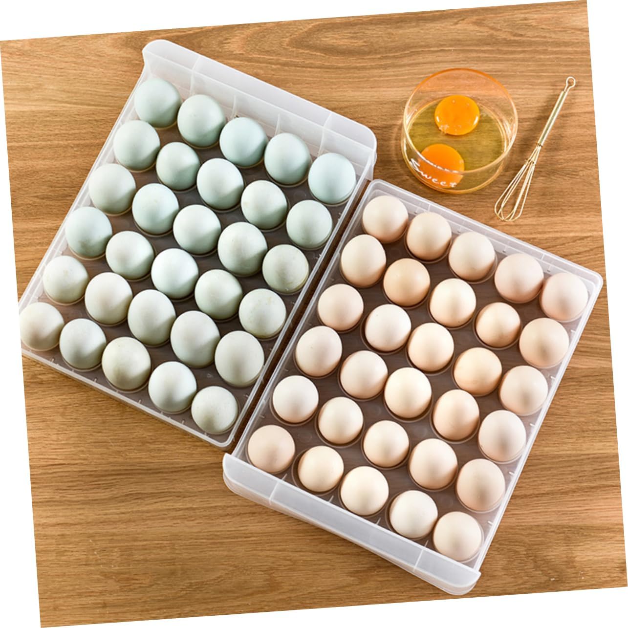 Egg Tray Container for Refrigerator 60 Grids Double Layer Space-saving Design