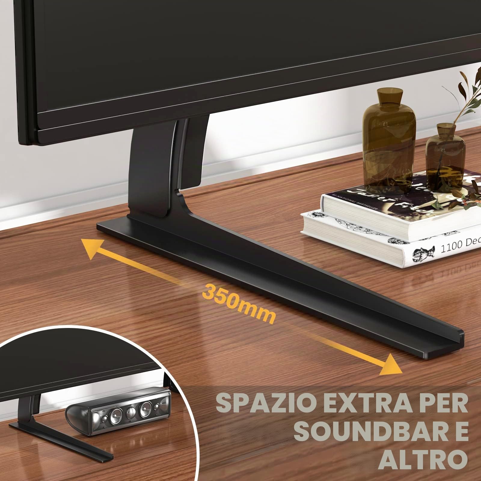 RFIVER Supporto TV Universale da Tavolo Piedistallo TV Regolazione Altezza per Televisori da 32 "- 55" VESA 800 x 400mm Nero UT3002
