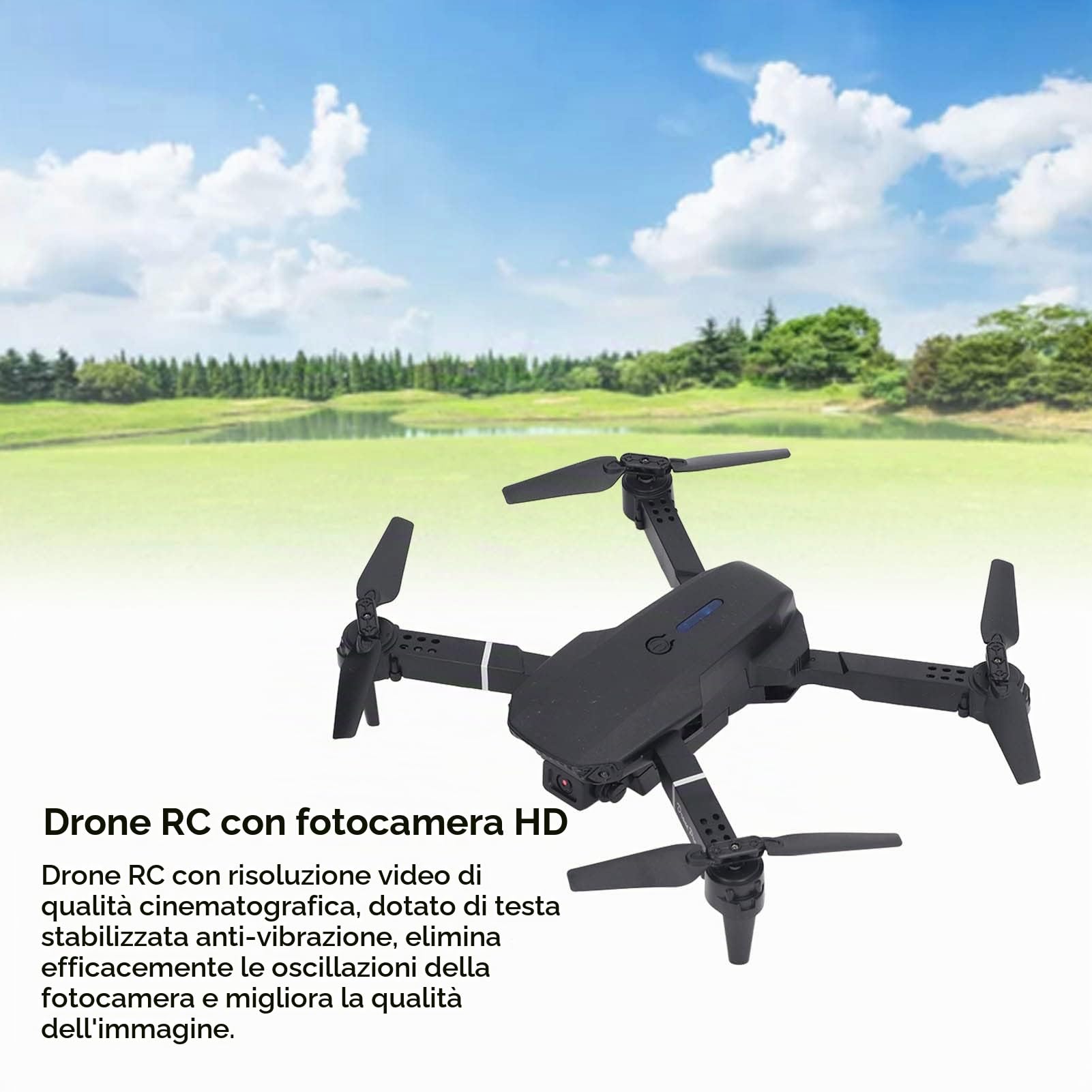 Droni con Fotocamera per Adulti, Drone RC a 4 Assi, Quadricottero RC Pieghevole Giocattoli Regali per Ragazze Maschi, Hover di Posizionamento Alto, Doppia Fotocamera