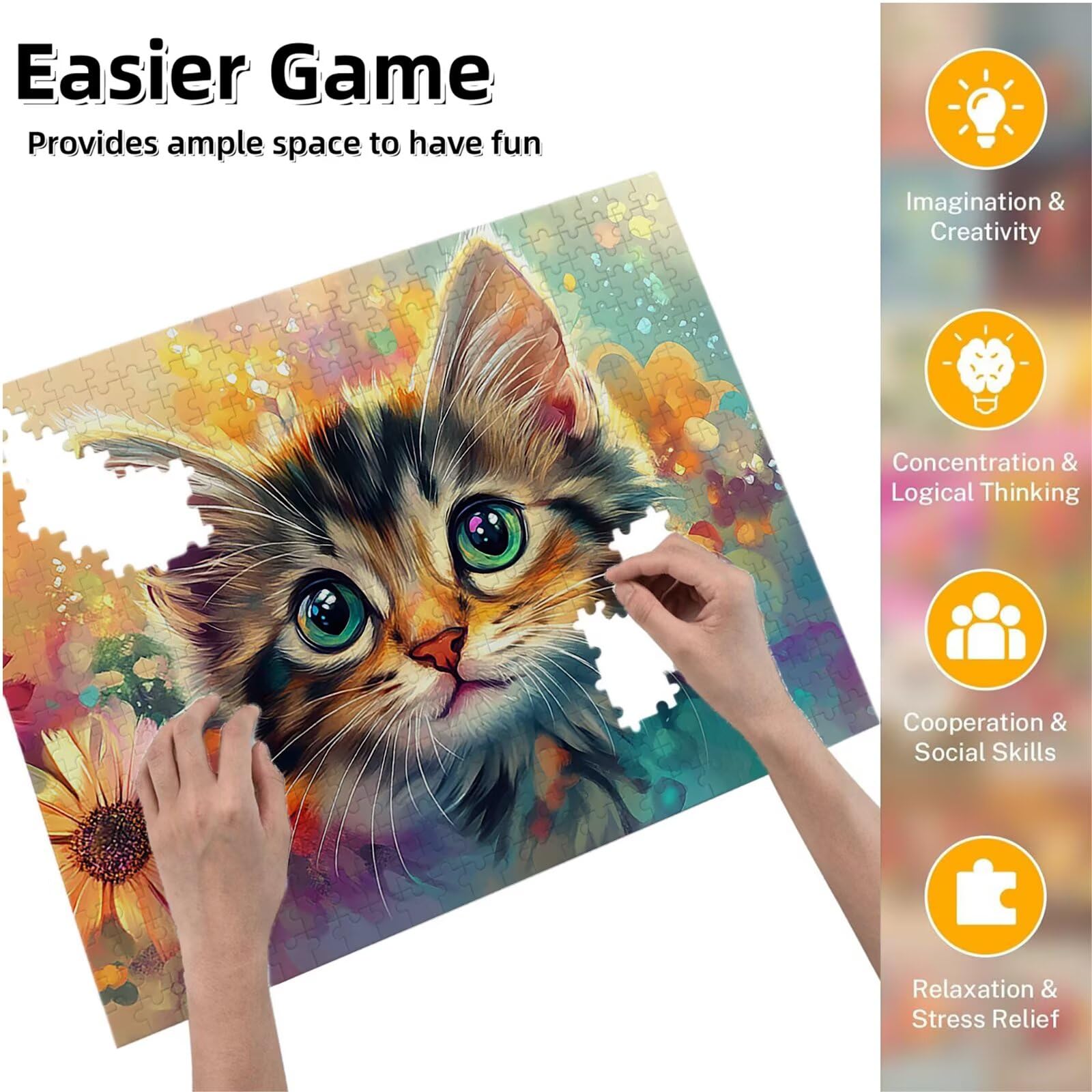 Puzzle dla dorosłych, 6000 sztuk, trudne drewniane puzzle, gra, gra logiczna, gra ręczna, dekoracja rodzinna, kreatywna rozrywka, prezent 105 x 179 cm kot kwiaty 9 K0F-871