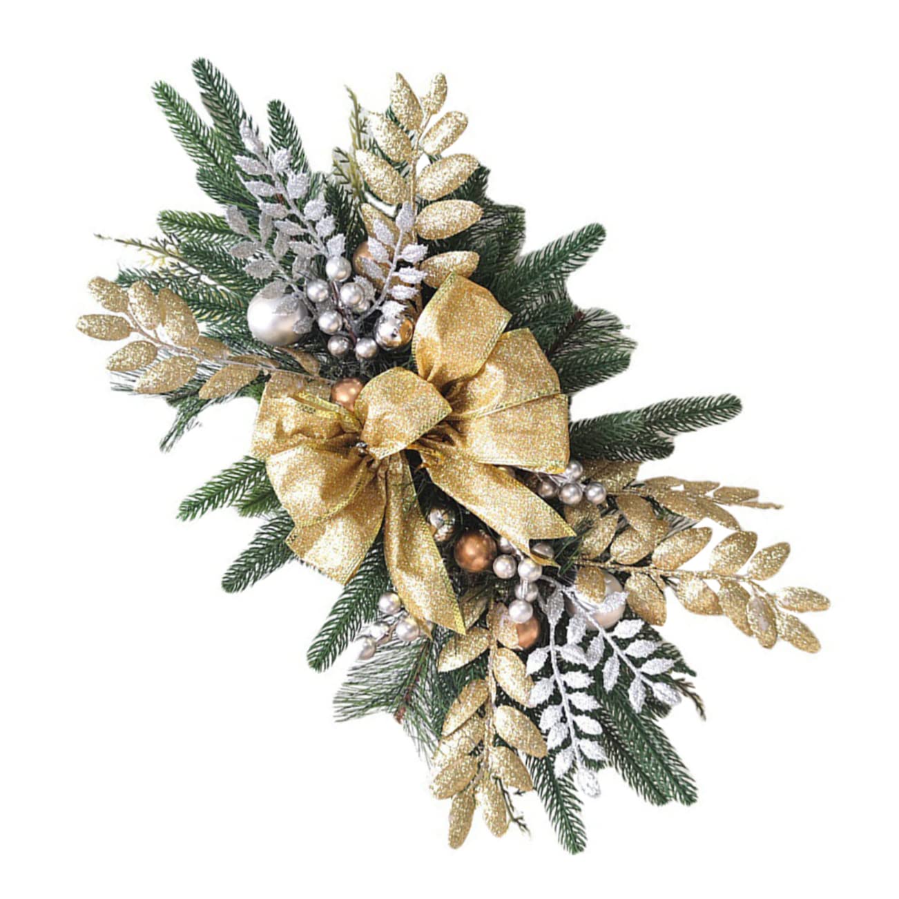 KONTONTY Christmas Staircase Bow Pendant Teardrop Swag Decorative Xmas Wreath for Railing Front Door and Home Holiday Decor and Design for Festive Atmosphere