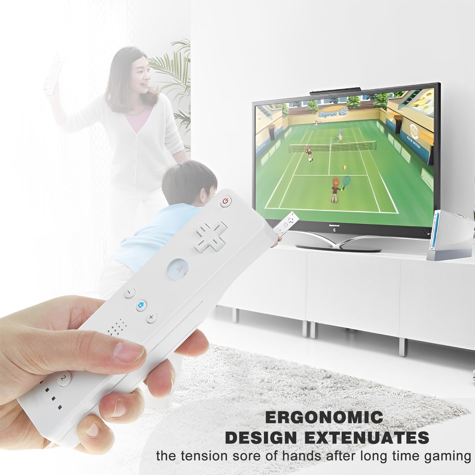 Leikurvo Lot de 2 manettes Wii Remote, manettes de jeu sans fil avec capteur de mouvement, manettes de remplacement pour consoles Wii et Wii B, avec étui en silicone et dragonne (blanc/noir)