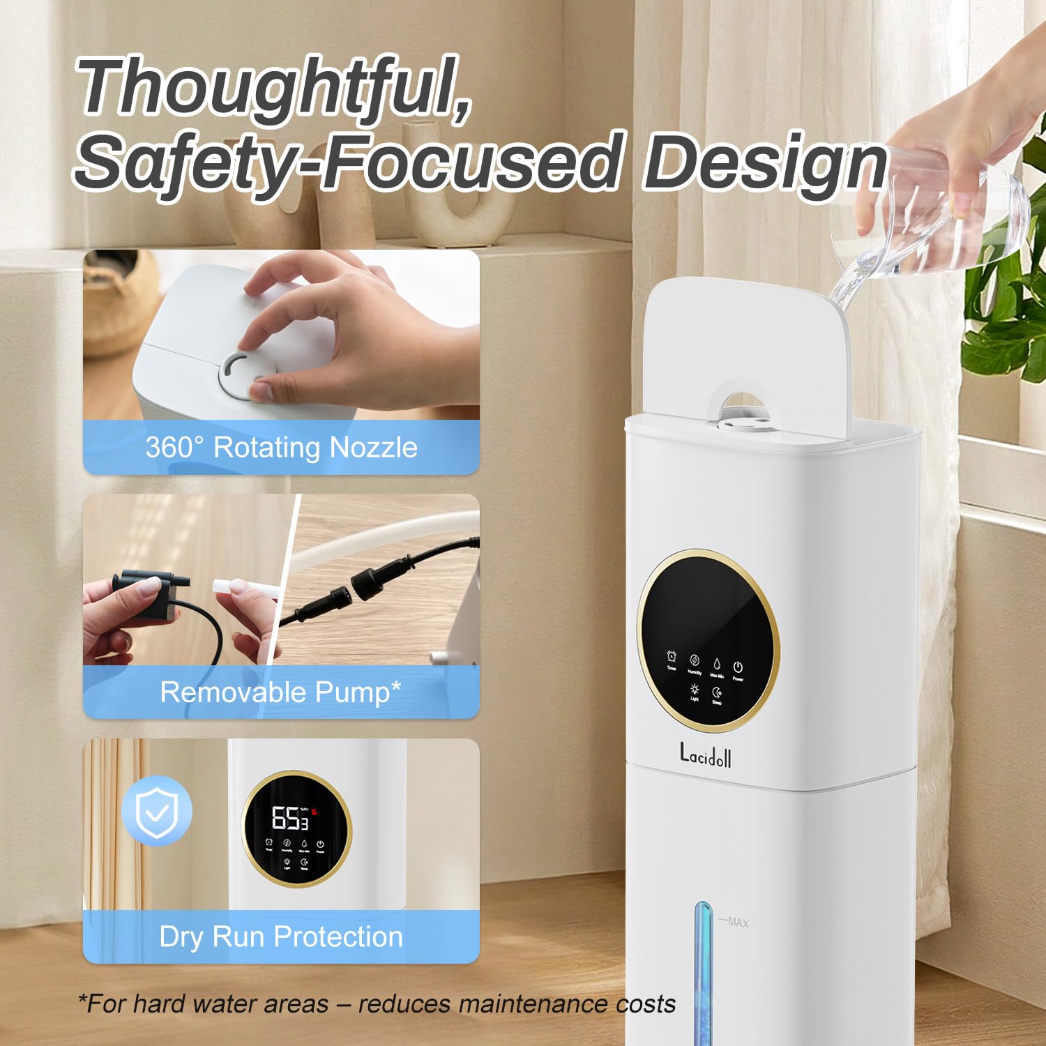 Humidificador para habitación grande, humidificadores de 2.1 gal/8 l para el hogar, humidificadores para recámara con difusor de aceite esencial, humidificadores de niebla fría para plantas, bebés,