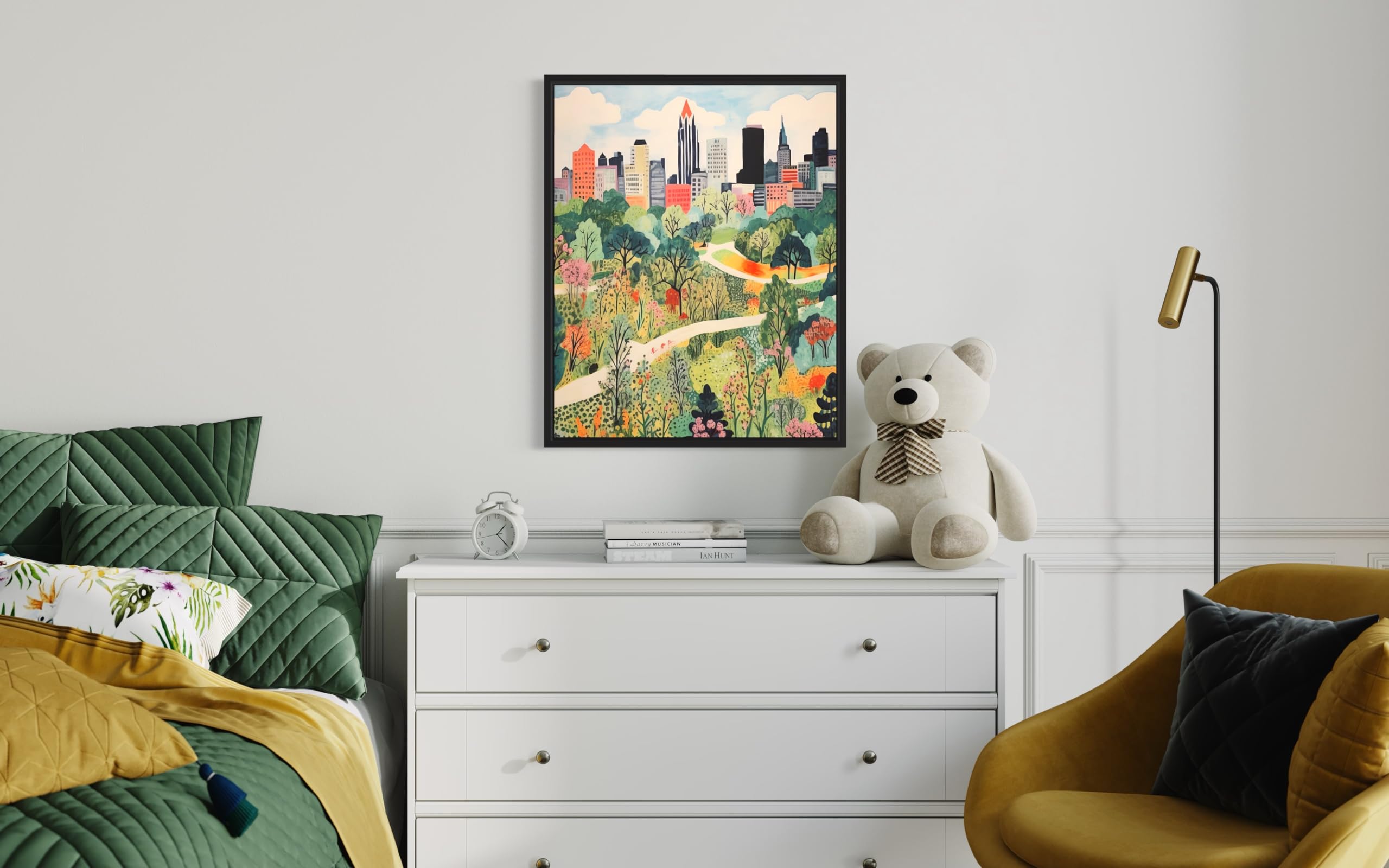 Georgia USA Athens Downtown Skyline Wandbild – 127 X 61 Cm, Gerahmter Leinwanddruck Für Wohnzimmer, Schlafzimmer, Büro