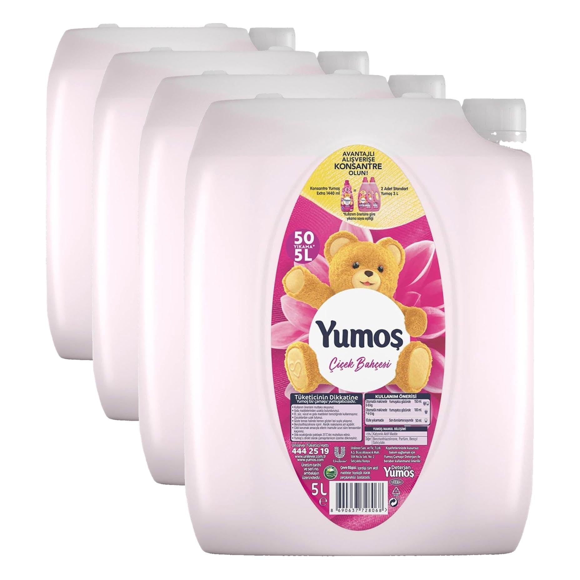 Yumoş Çiçek Bahçesi Yumuşatıcı 50 Yıkama 5 lt (4 paketi)