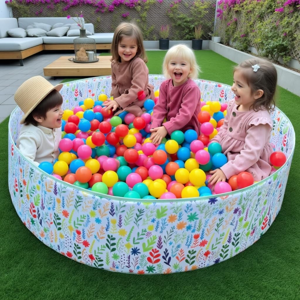 Faltbares Bällebad 120 cm für Kinder und Baby | Kinderspielplatz | Blumen Pool | Bälle Nicht enthalten