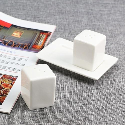 Miniatura 4 de Gaolinci Salero y pimentero de porcelana blanca, juego de salero con bandeja