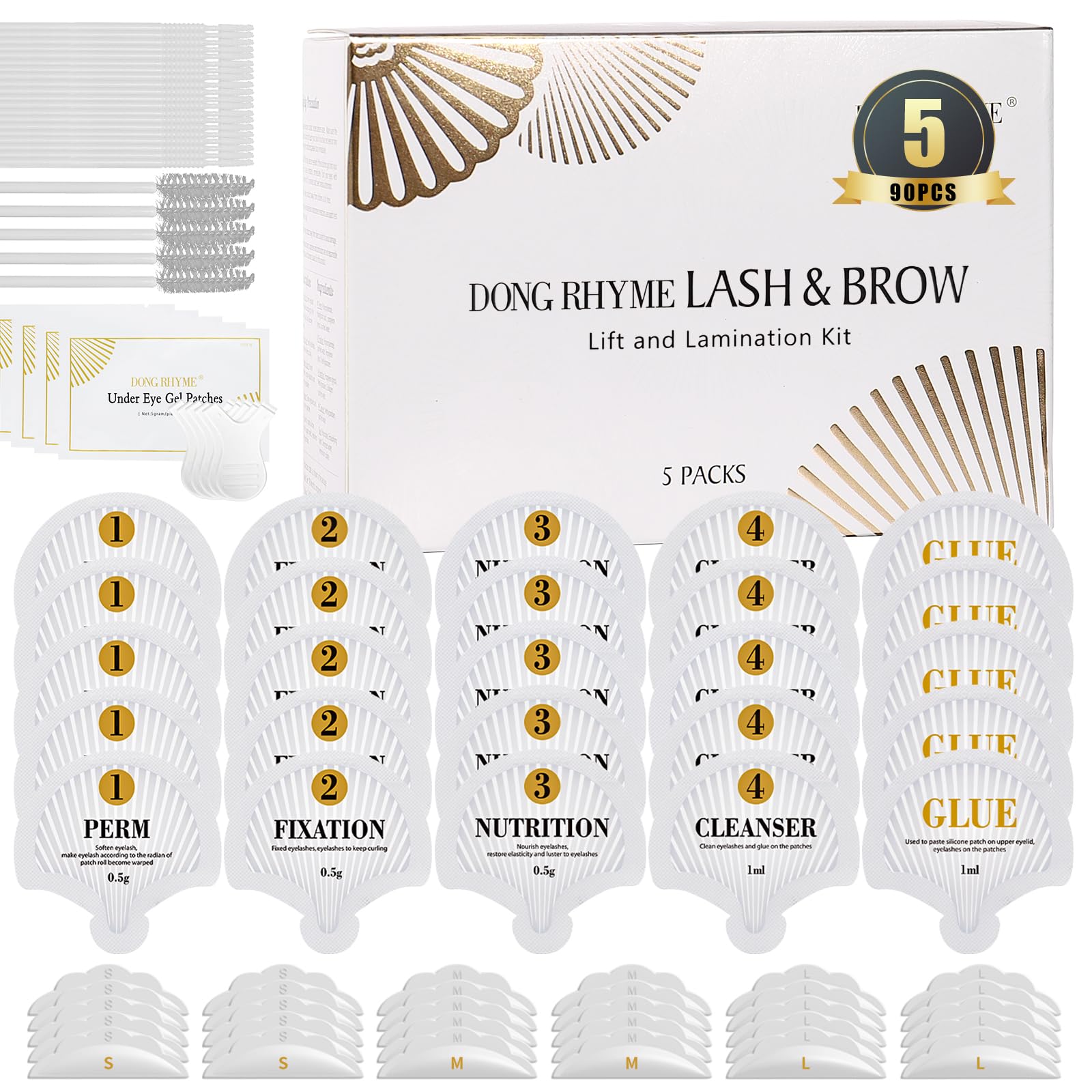 DONG RHYME 2 in 1 Lash Lift Kit and Brow Lamination Kit, Advanced Design Disposable Eyelash Lift Kit, Professional Eyelash Perm Kit(5Pcs) for Eye Makeup Enthusiast