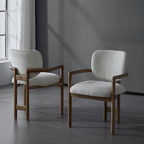 Miniatura 2 de Dining Chairs Set of 2 Upholstered Arm Chairs, Rubber Wood Accent Chairs for Dining Table, Desk Chair and Table & Chair Sets, 300 LBS Weight