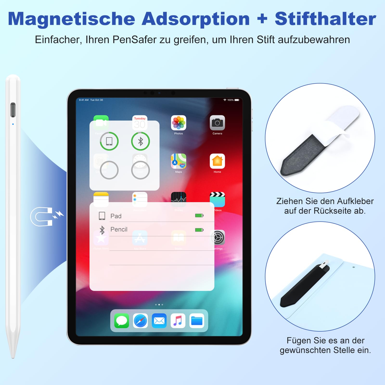 Stylus Pen Tablet Android, KBCASE Penna per Tablet Compatibile Samsung/iPhone/Lenovo/Xiaomi/Huawei/Android Touch Screen, Stylus Pencil with Sensibile all'Inclinazione con 3 Punte