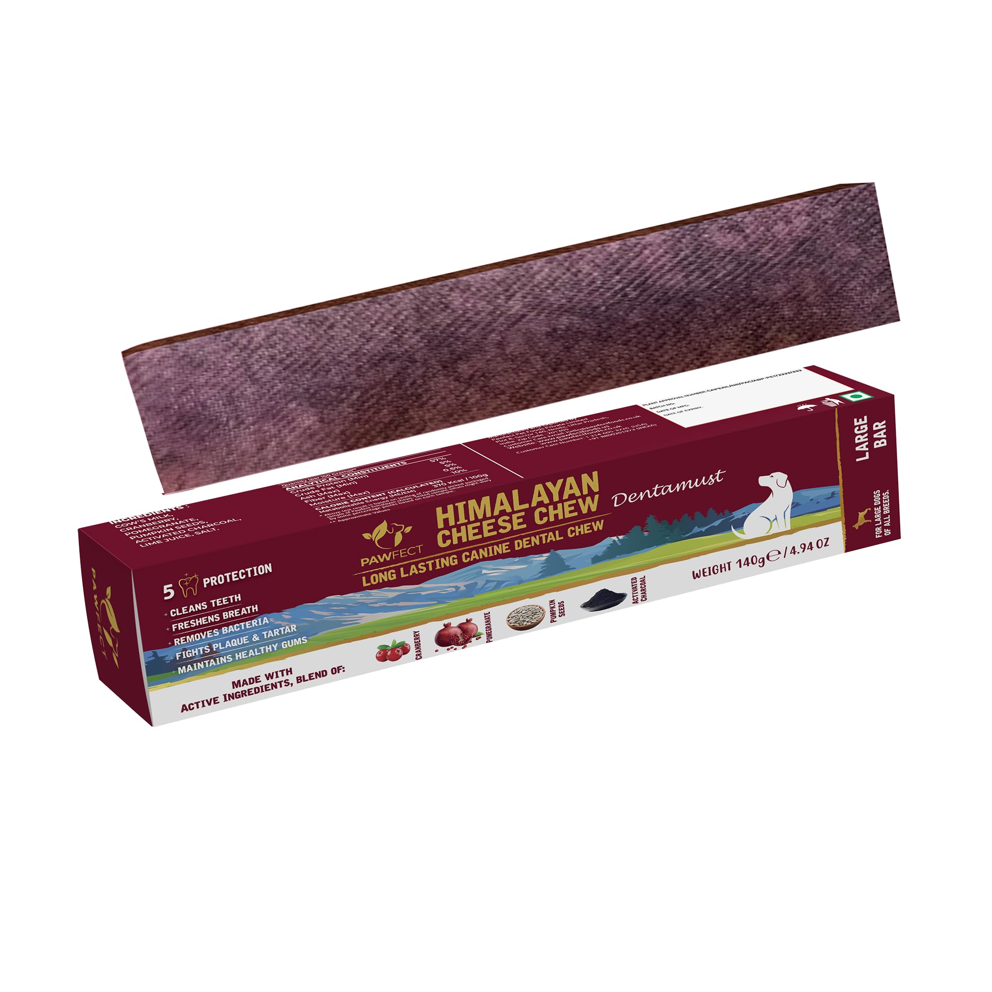Pawfect Dentamust Himalayan Yak Cheese Chew with Cranberry & Pomegranate for Large Dogs-Long Lasting Dental Chews with Superfoods- 100% Natural - Image 2