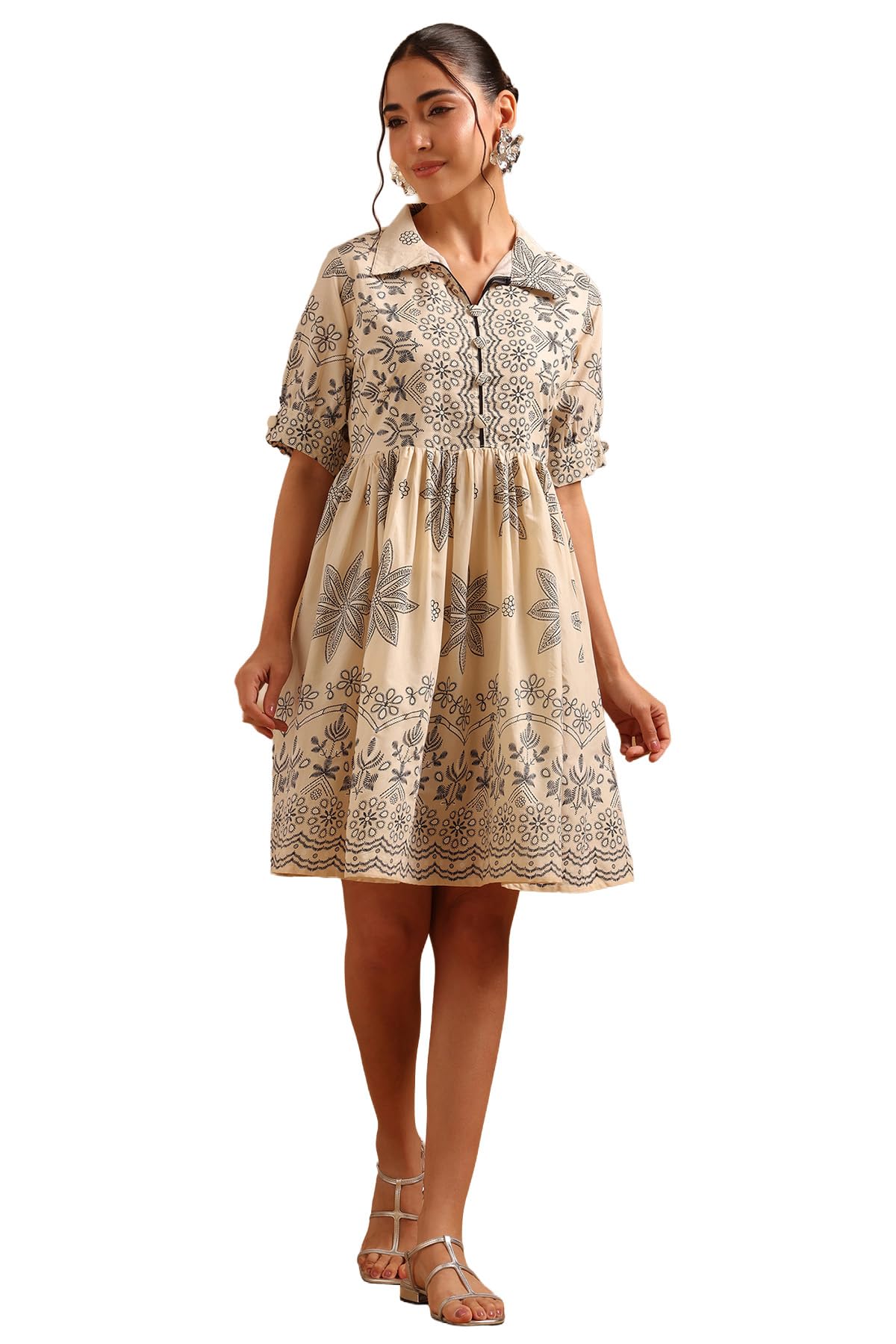 soch Womens Cotton Block Printed Botanical Dress-picture-27