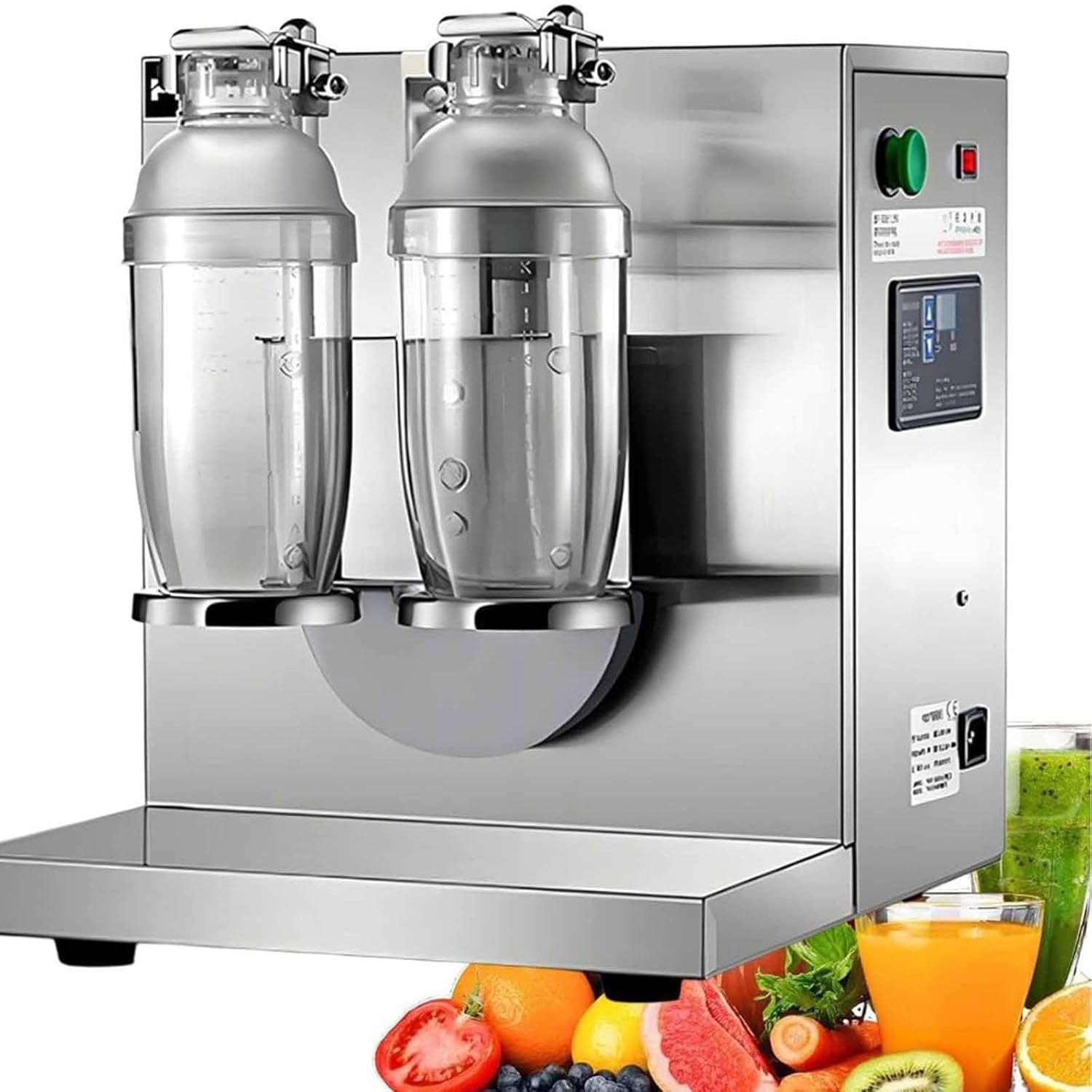 Professional Beverage Shaking Machine, Automatic Double-Head Shaker Machine, Electric Milk Tea/Cocktail Mixer with Adjustable Cup Holder (350-1000ml), 1-120s Timer, 340 RPM, for Bubble Tea, Coffee