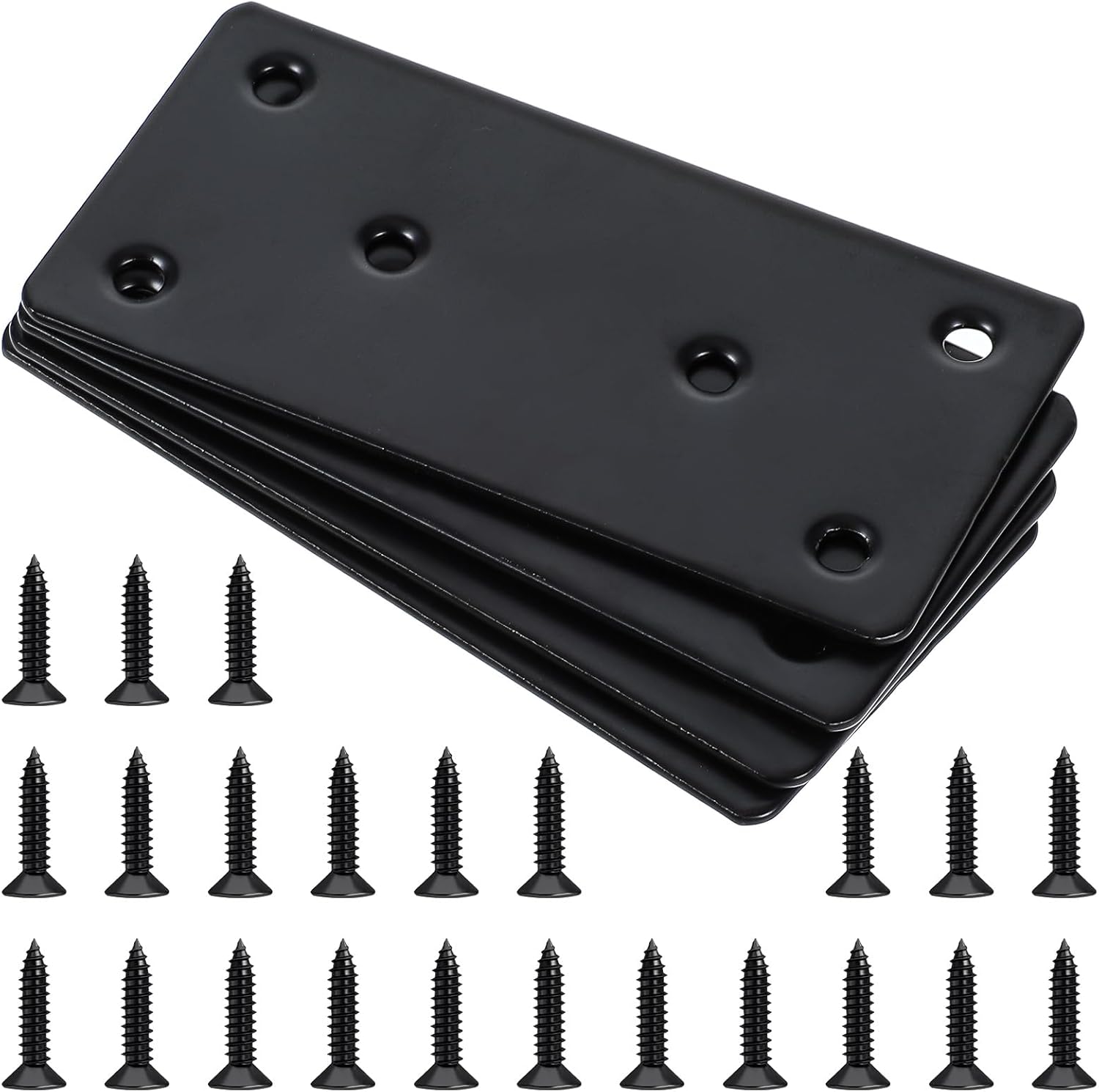 4 PCS Mending Plates for Wood, 4" Flat Bracket Black Mending Plate Metal Braces Brackets with Holes for Wooden Furniture Shelf Connect Repair Fixing Joining