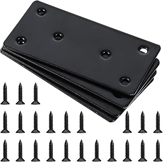 4 PCS Mending Plates for Wood, 4" Flat Bracket Black Mending Plate Metal Braces Brackets with Holes for Wooden Furniture Shelf Connect Repair Fixing Joining
