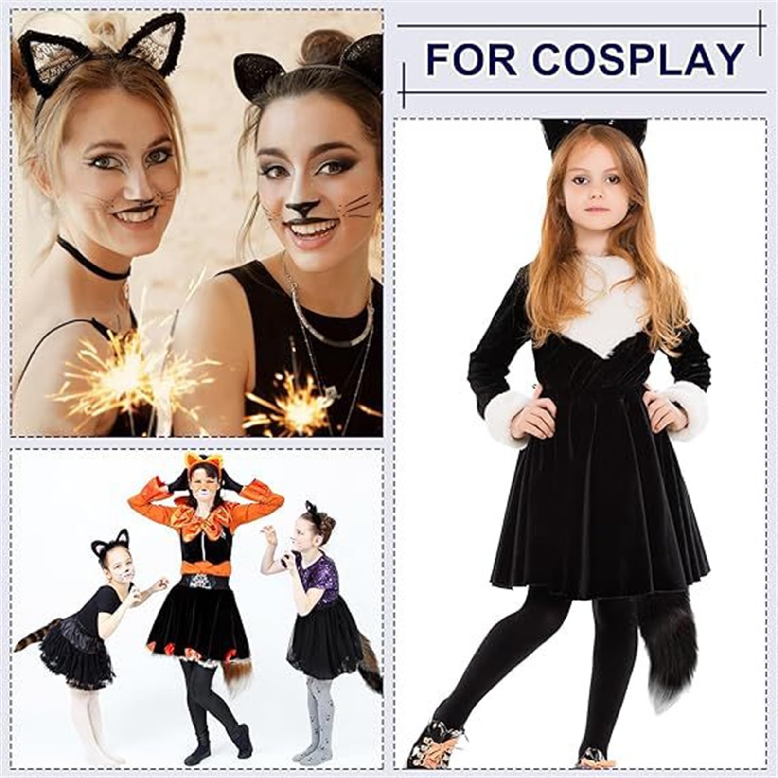 Therian Tail 50 cm lisa ogon lisa Furry Tail Therian Black Fox Ogon, 1 rok, Einheitsgröße
