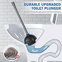 Vista 2 de Juego de émbolo y cepillo de inodoro con soporte, cepillo de cuenco y émbolo de inodoro resistente para drenaje de inodoro de 5.7 pulgadas, combo