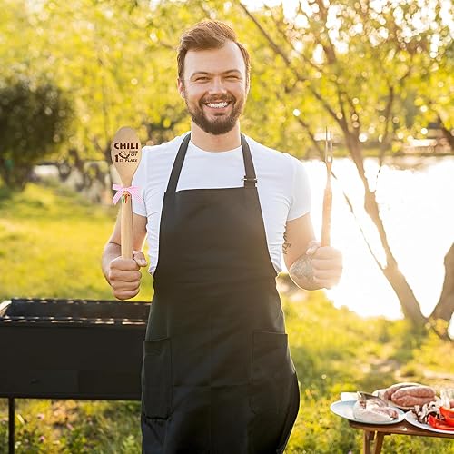 Miniatura 3 de Juego de 3 trofeos de premios de Chili Cook off para cocinar, cucharas de madera para cocinar, cuchara de chile de mango largo, cuchara de servir,