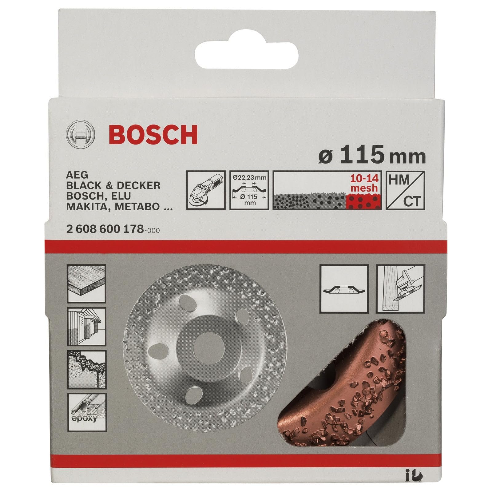 Bosch Professional 1x Carbide Topfscheibe (Grob, Schräg, Ø 115 mm, M14, Zubehör Winkelschleifer)