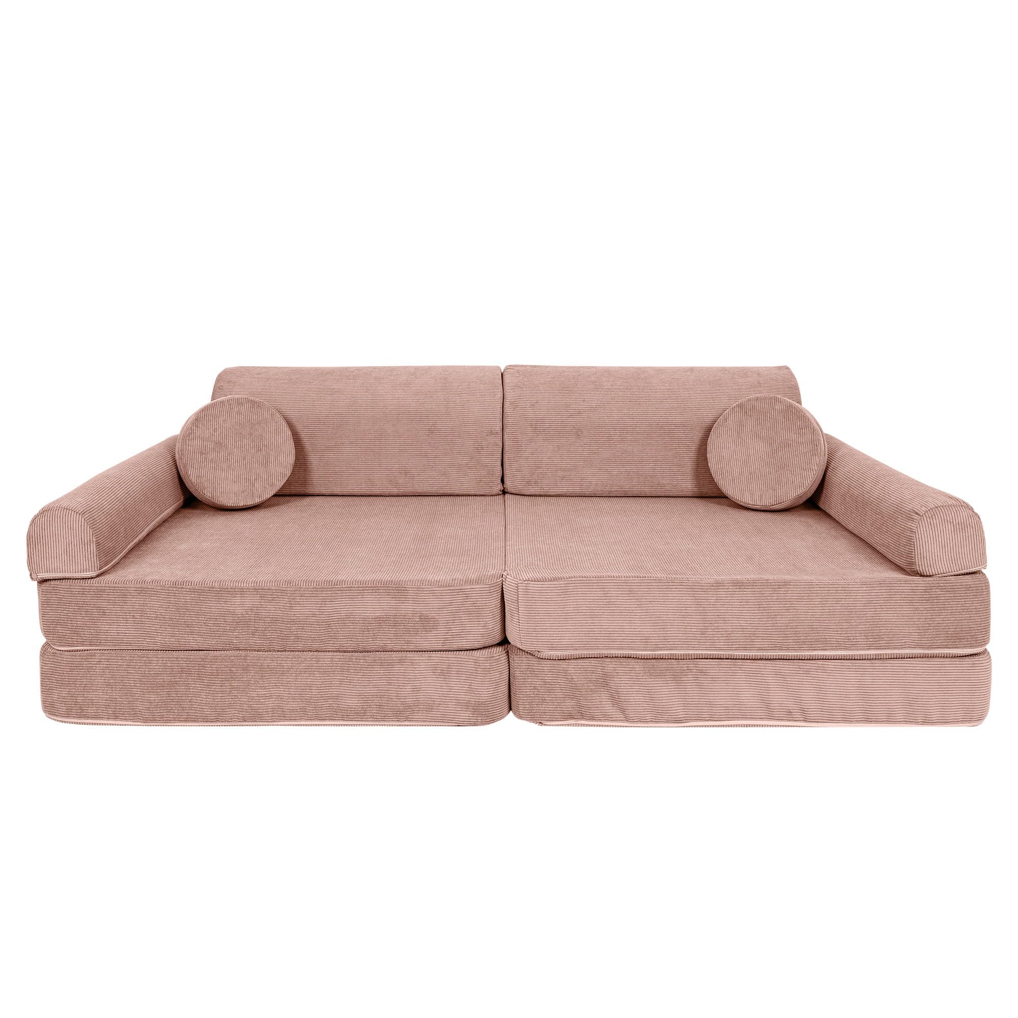 MEOWBABY Kindersofa – Spielsofa für Kinder – Weiche Klappsofa mit Schlaffunktion – Kuschelecke für Kinderzimmer, Slimcord, Rosa