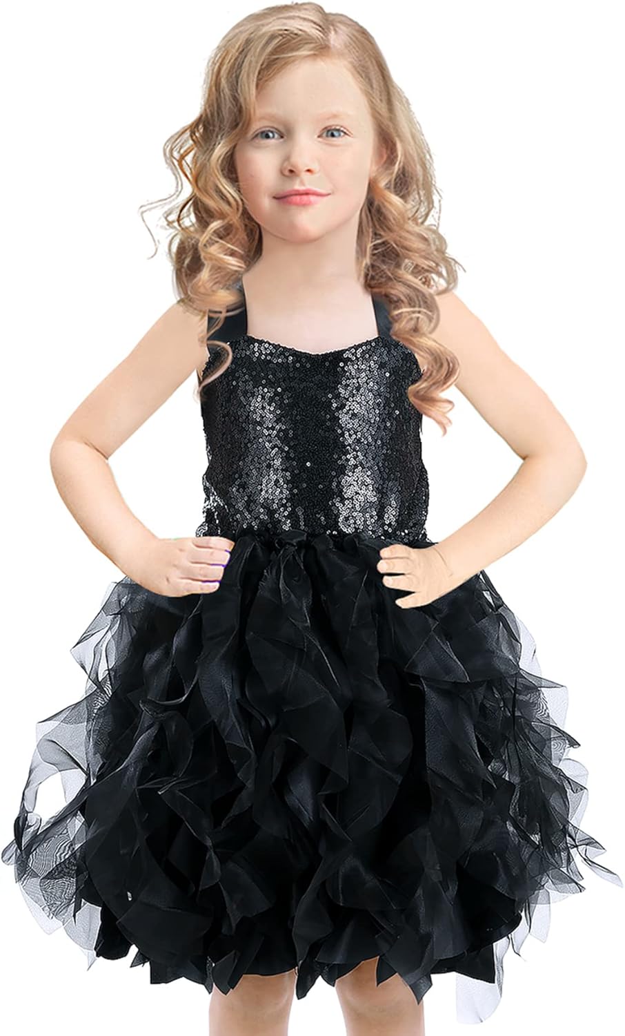 Tutu Dress for Girls Tulle Black White Pink Princess Party Dresses for Little Girl Kids Fancy Sparkly Sequin Birthday Outfit