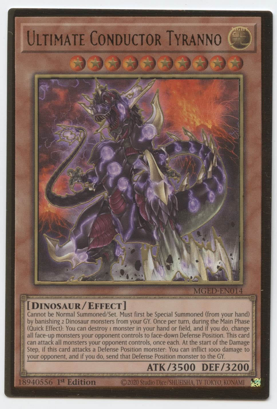 Amazon.com: YU-GI-OH! Ultimate Conductor Tyranno - MGED-EN014 - Premium  Gold Rare