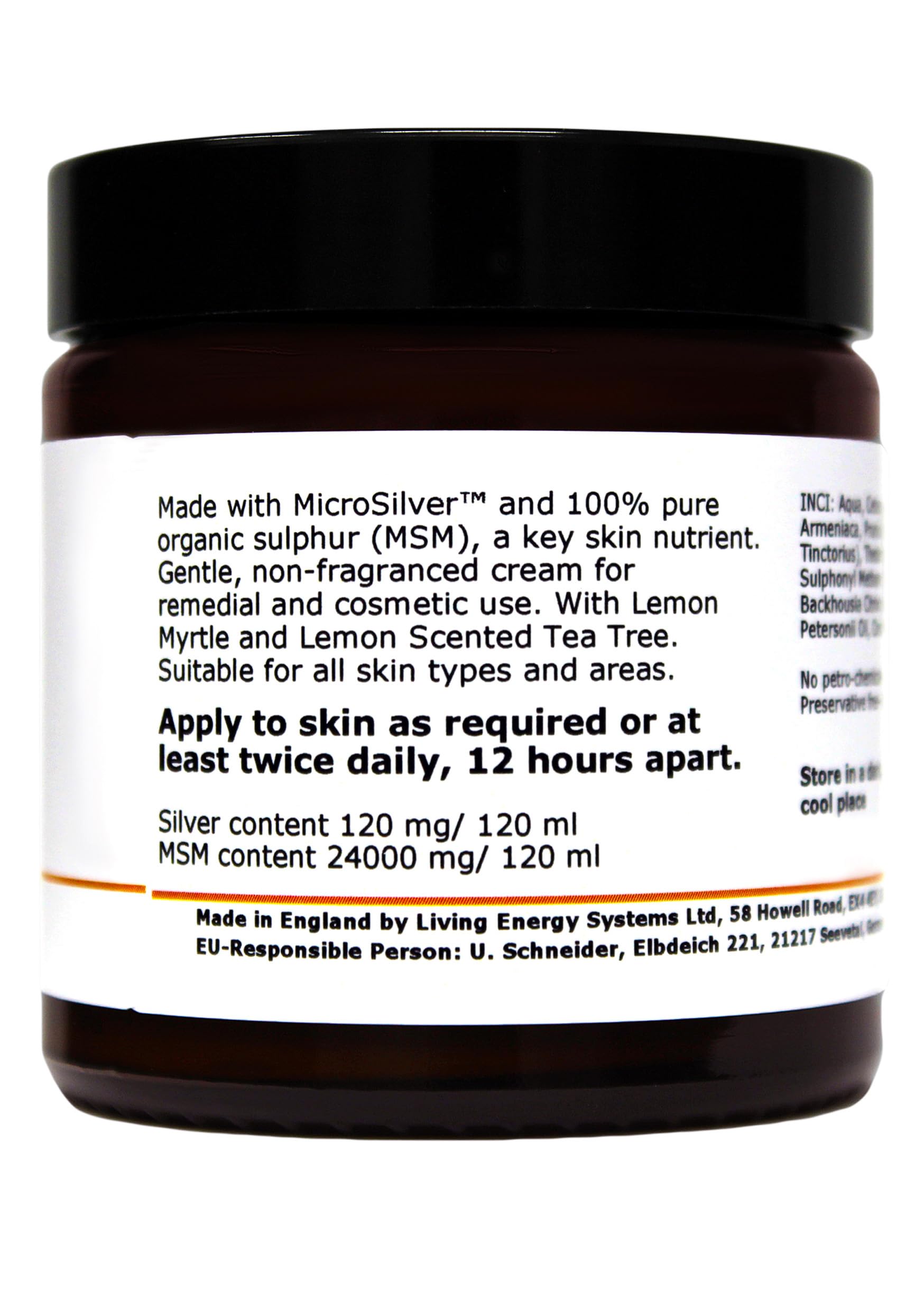 La crema Plata-MSM con aceites esenciales de limón mirto y de limón del árbol del té - 120 ml