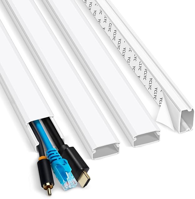 TV Mur de l'hébergeur de câbles 63in Couverture en fil blanc pour le kit de couverture de cordon peint mural 4 x L15.7en W0.98en H0.5en, housses de cordon pour TV sur le mur, cachez les cordons muraux TV, Cord Concealer Channel