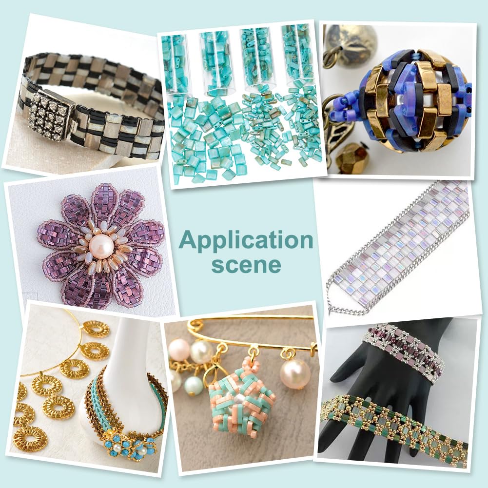 NBEADS Kit Perline Tila Blu – 312 Pezzi 5x5mm In Vetro Con Filo Elastico E Ago Per Creare Bracciali E Collane