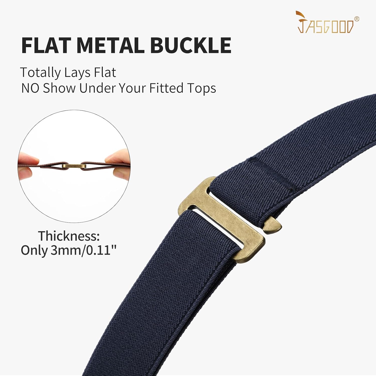 JASGOOD Women No Show Stretch Belt Elastic Web Strap Belt with Flat Buckle for Jeans Pants Dresses image 4