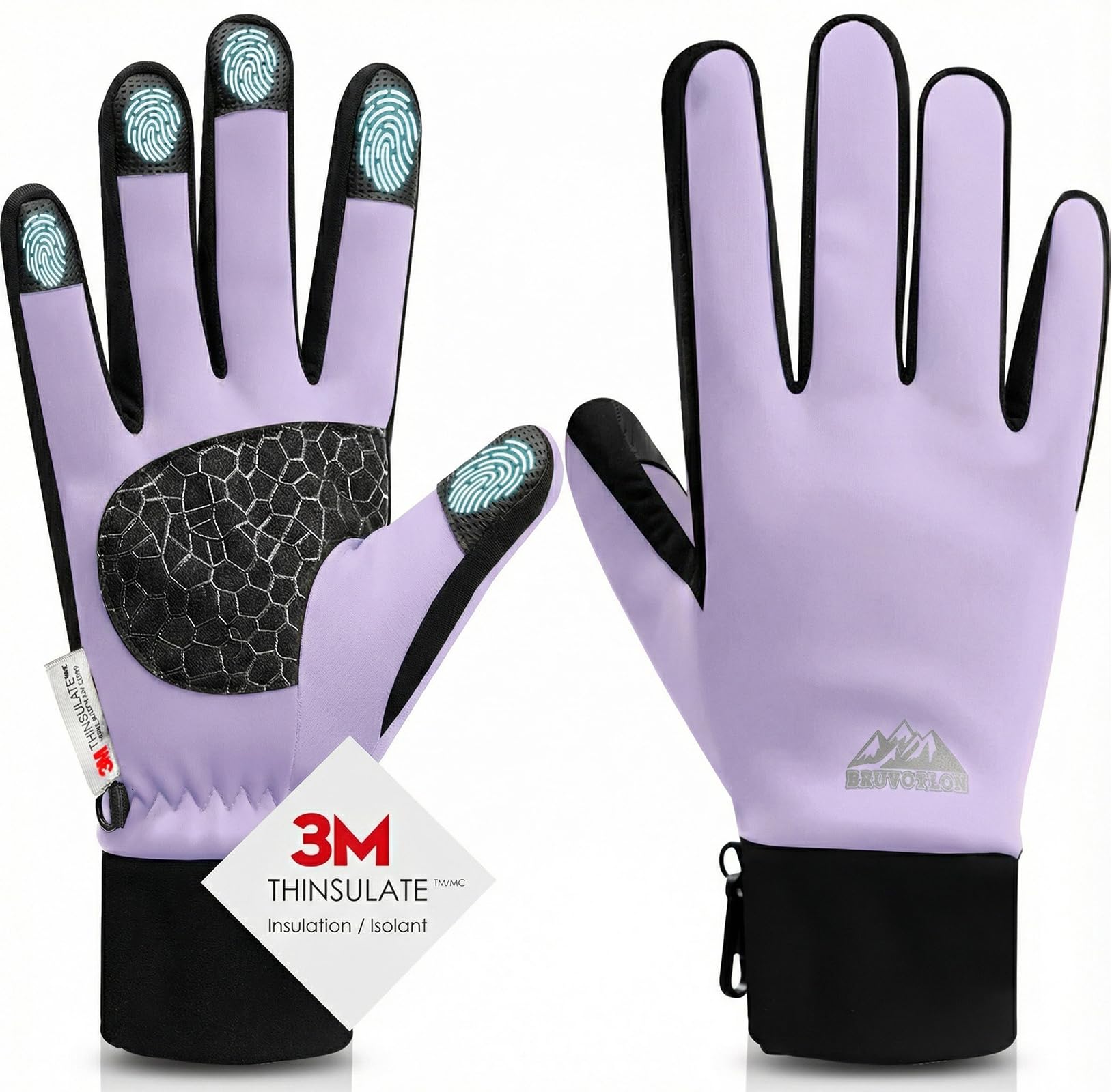 Bruvoalon Winter Gloves for Women &amp; Men, 3M Thermal Insulation, Lycra Fabric, Touchscreen, Anti-Slip