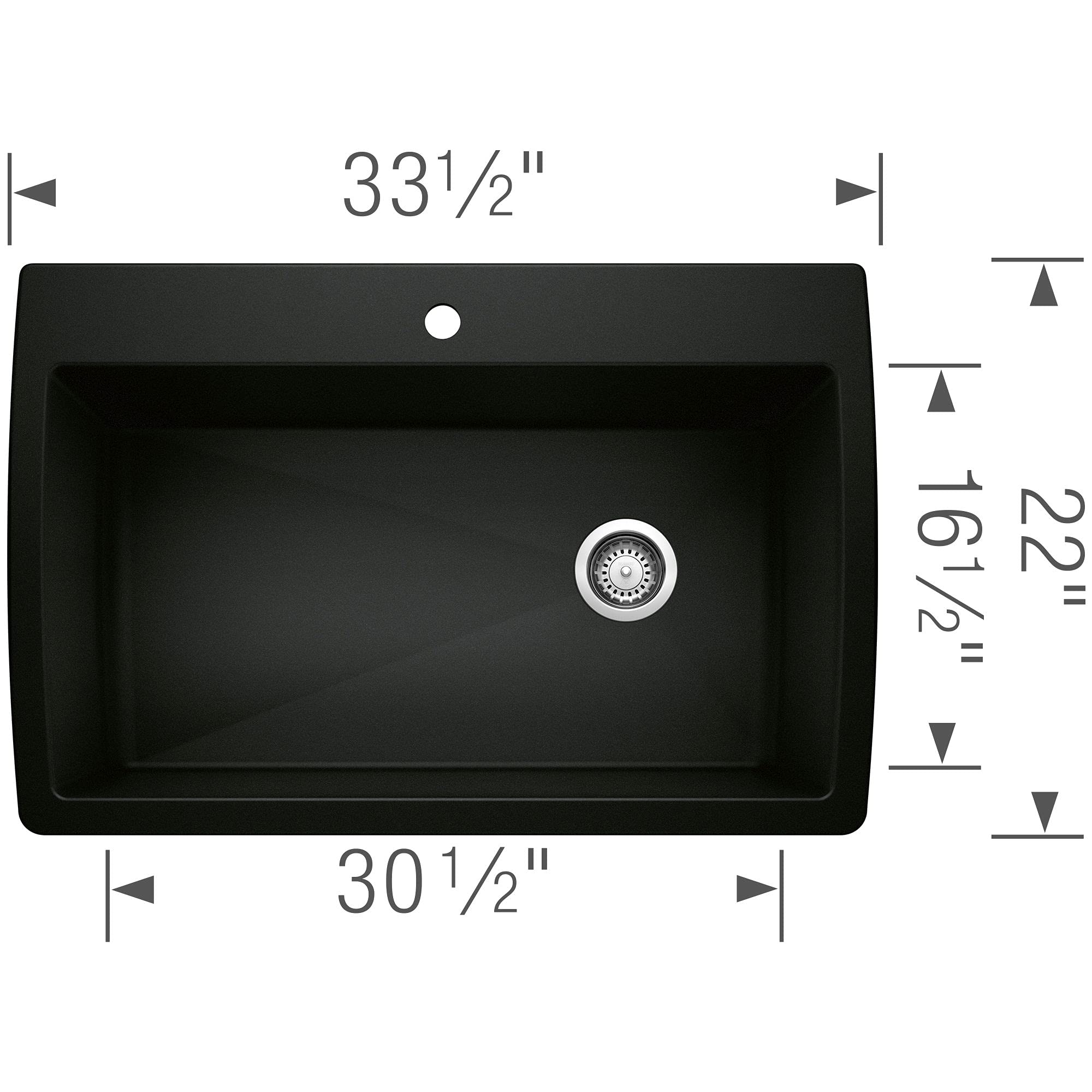 rara　1223 BLANCO Diamond Super Single Kitchen Sink, 33.5x22, Coal