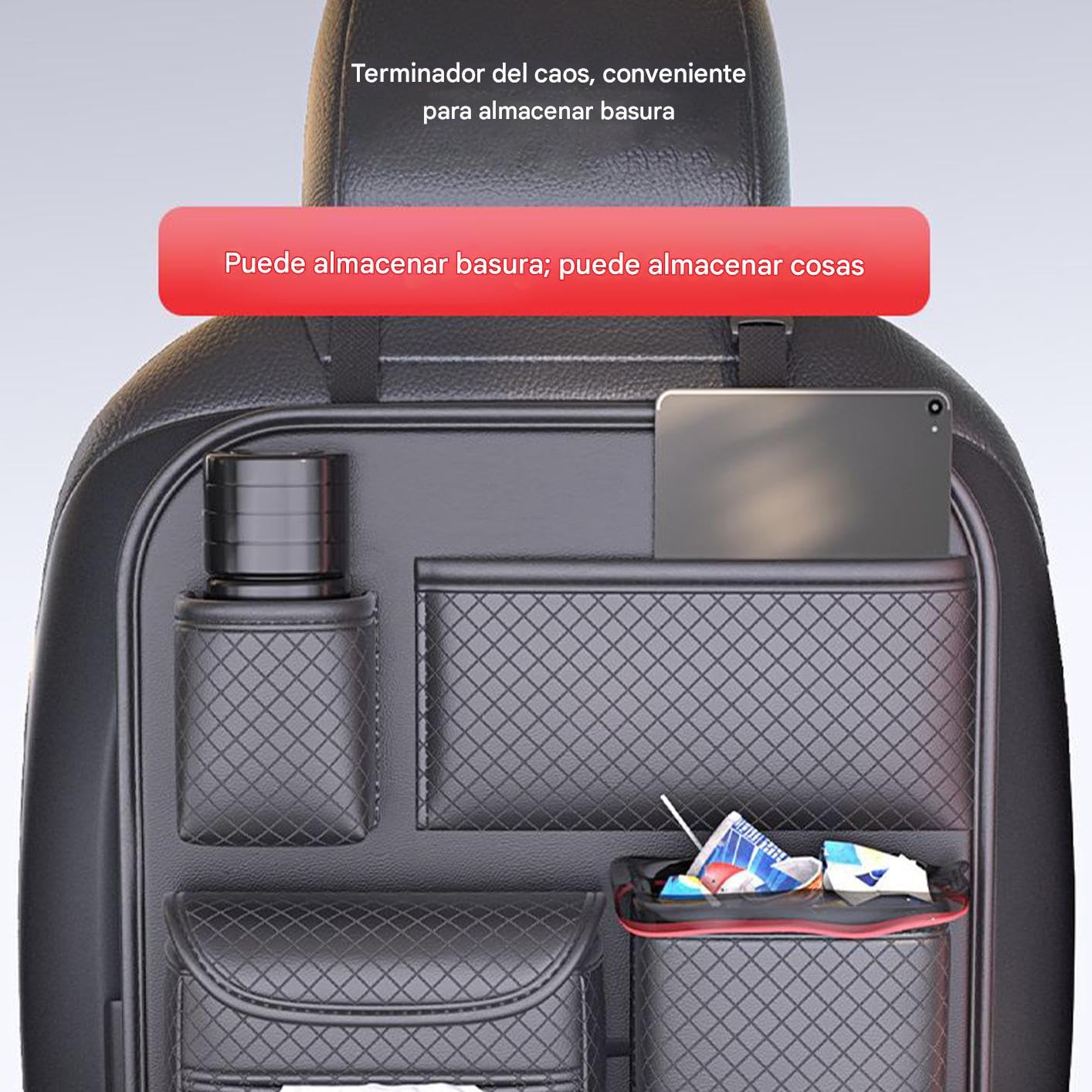 Organizzatore Posteriore Sedile Organizzatore Auto Con Tasche Portaoggetti | Tasche Regolabili Risparmio Spazio per Bottiglia d'Acqua e Occhiali da Sole