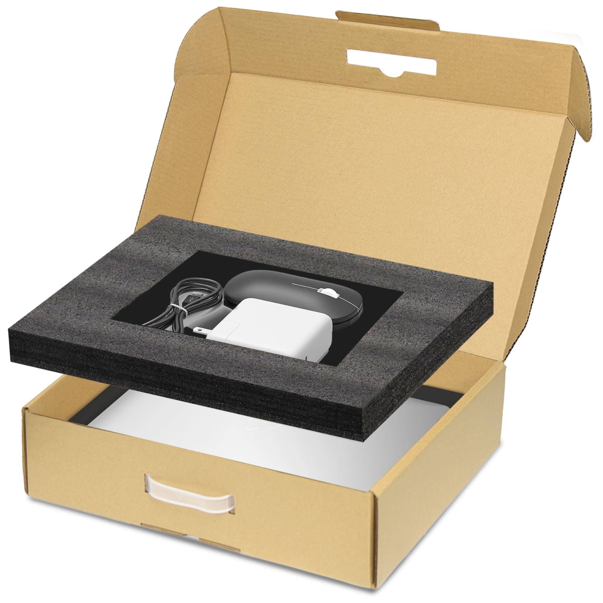 Boîte d'expédition pour ordinateur portable avec mousse de protection pour ordinateur portable jusqu'à 17" - Carton d'expédition pour ordinateur portable - Boîtes d'expédition sécurisées