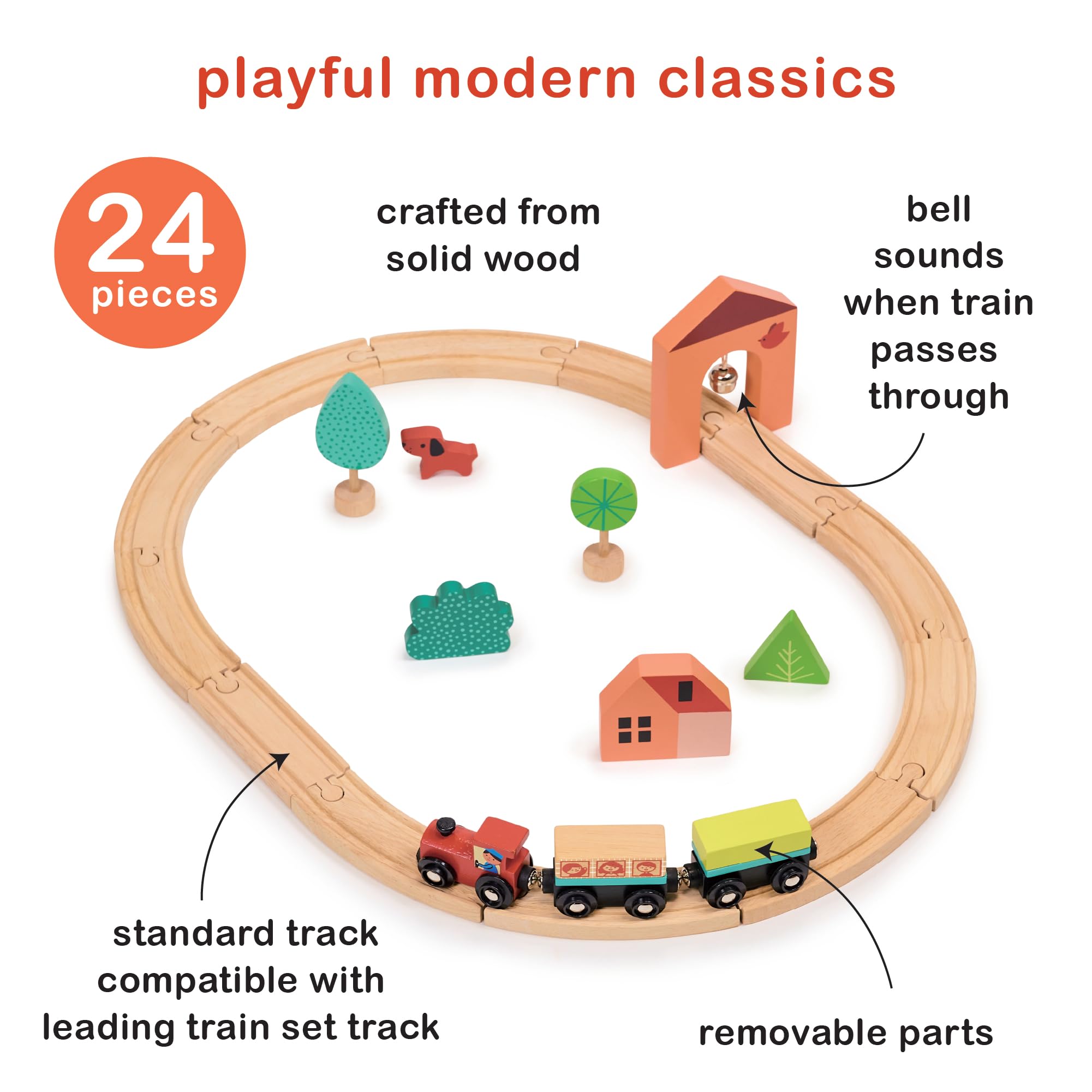 Amazon.com: Mentari Toys - My First Train Set - 22pc Wooden Train