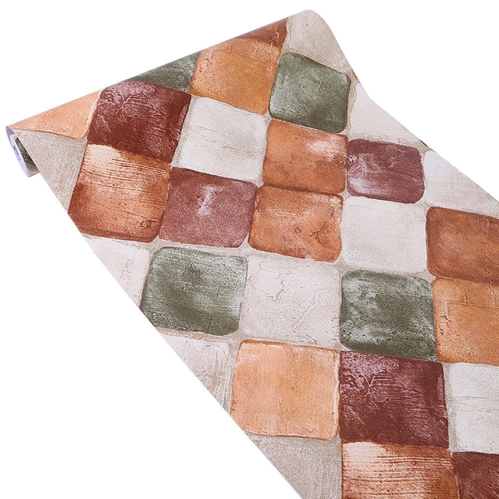 17.8 x 78 Inches Self-Adhesive Shelf Liner, Self-Adhesive Shelf Liner Dresser Drawer Contact Paper Wall Sticket Home Decoration, Colorful Brick Stone