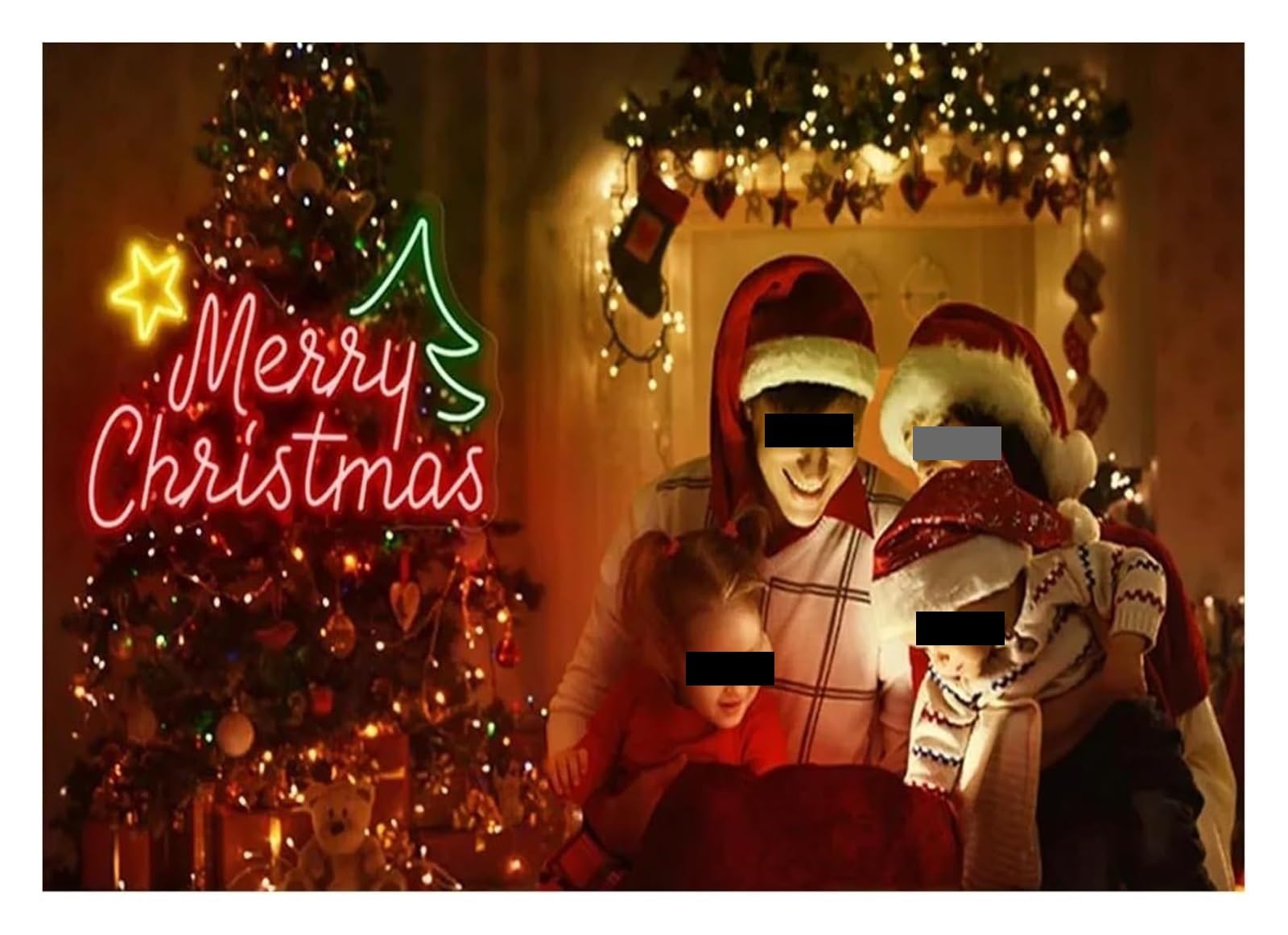 Lámpara de señal Lámpara relajante con letrero de Feliz Navidad neón y sombrero navideño