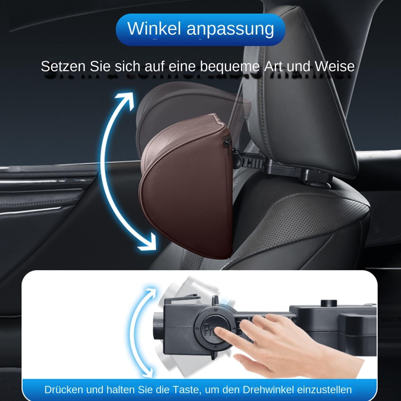 Cojín cervical para coche, cojín cervical para coche, ajustable, con rebote lento, cojín de apoyo con ganchos, cojín de reposacabezas agradable para la piel para conducir