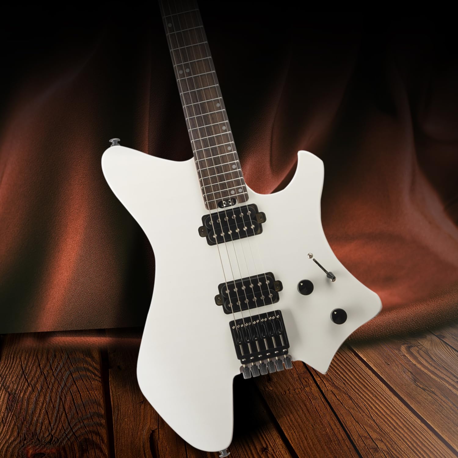 Chitarra elettrica EART GW2-SE senza testa con set di pickup Eart Standard Artones-H2SE, tastiera in palissandro dell'India, madreperla (bianco)