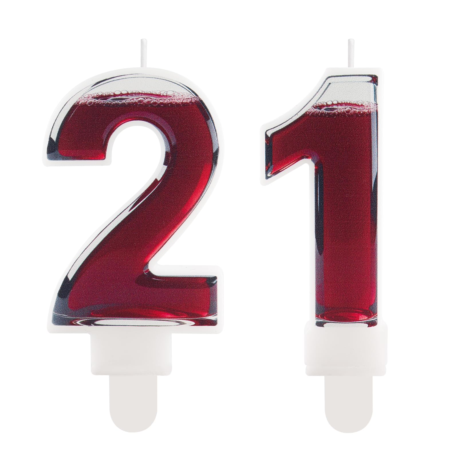 Funny Wine Themed Birthday Candles - Number 21 Candle Cake Topper Decorations, Party Supplies for Wine Lovers Women Men, 18th 21th 30th 40th 50th 60th Birthday Gifts for Mum Mom Her