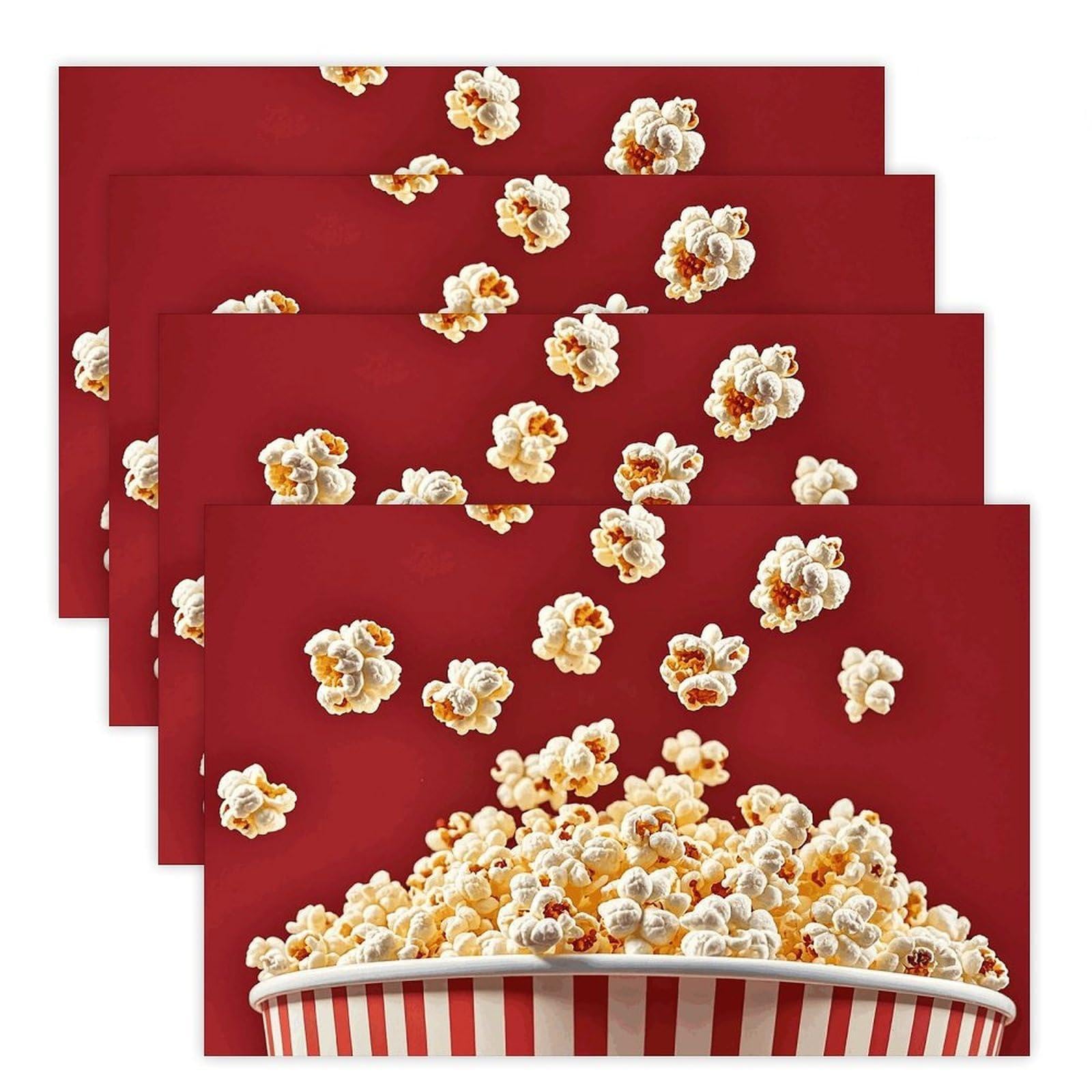 Popcorn Place Mat for Restaurant, Portable Table Mat for Kitchen, Anti-Slip Placemats for Home, Fashionable Place Mats for Wedding, Party, Hotels, Apartments 30x45cm*4