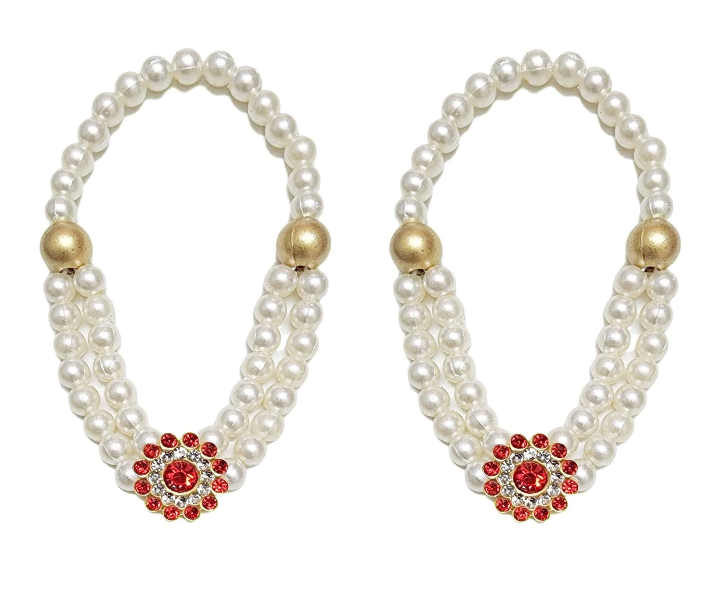 DIVYANA Handcrafted Beads Necklace Mala Jewellery with Embellishments for Small Idols of Deity God and Goddess, 3 Inch, Pack of 2 Pcs with Storage Box-image-44