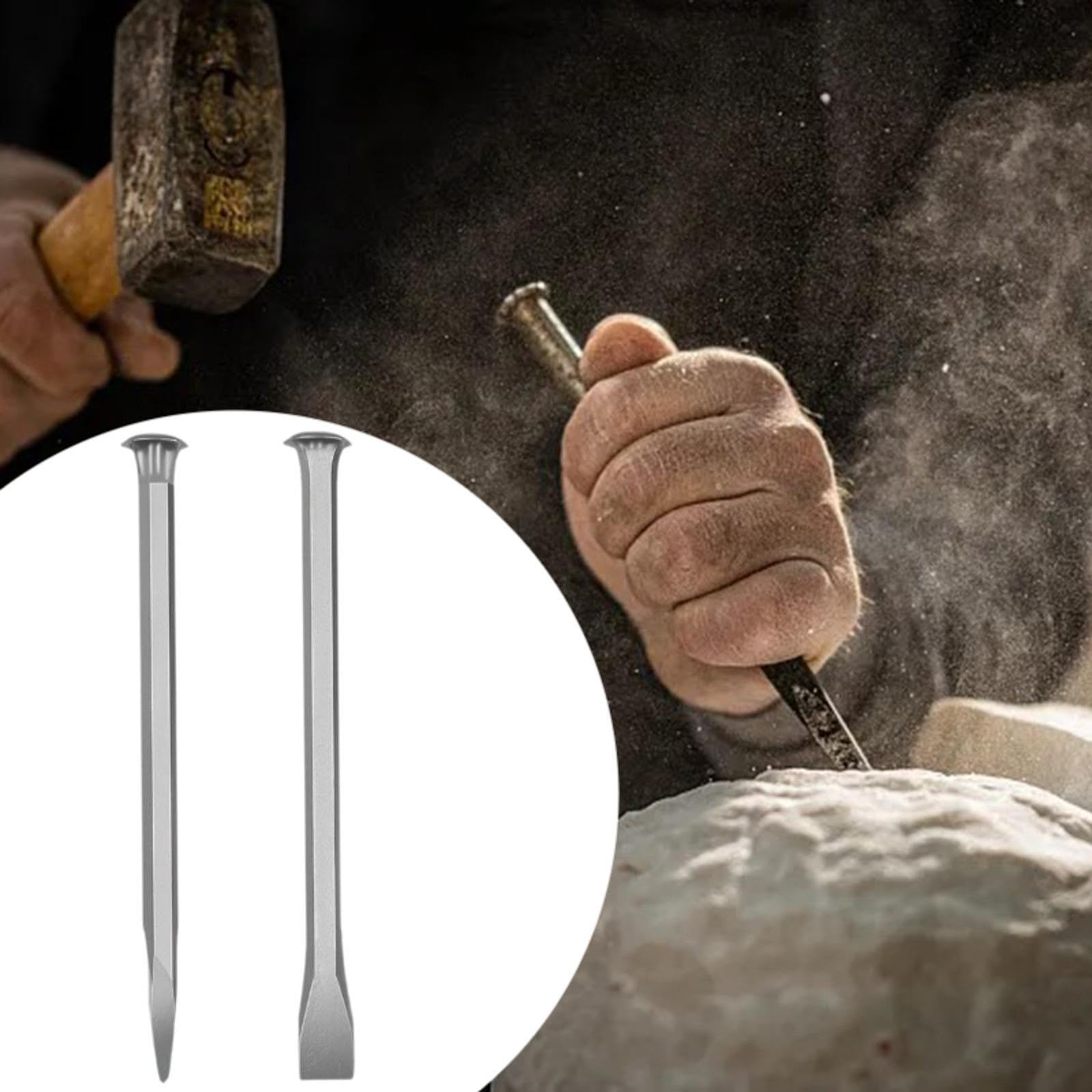 Gralara Juego de Cinceles para Tallar Piedra: Herramientas Esenciales para La Elaboración de Ladrillos Y Rocas, 300MM, Individual