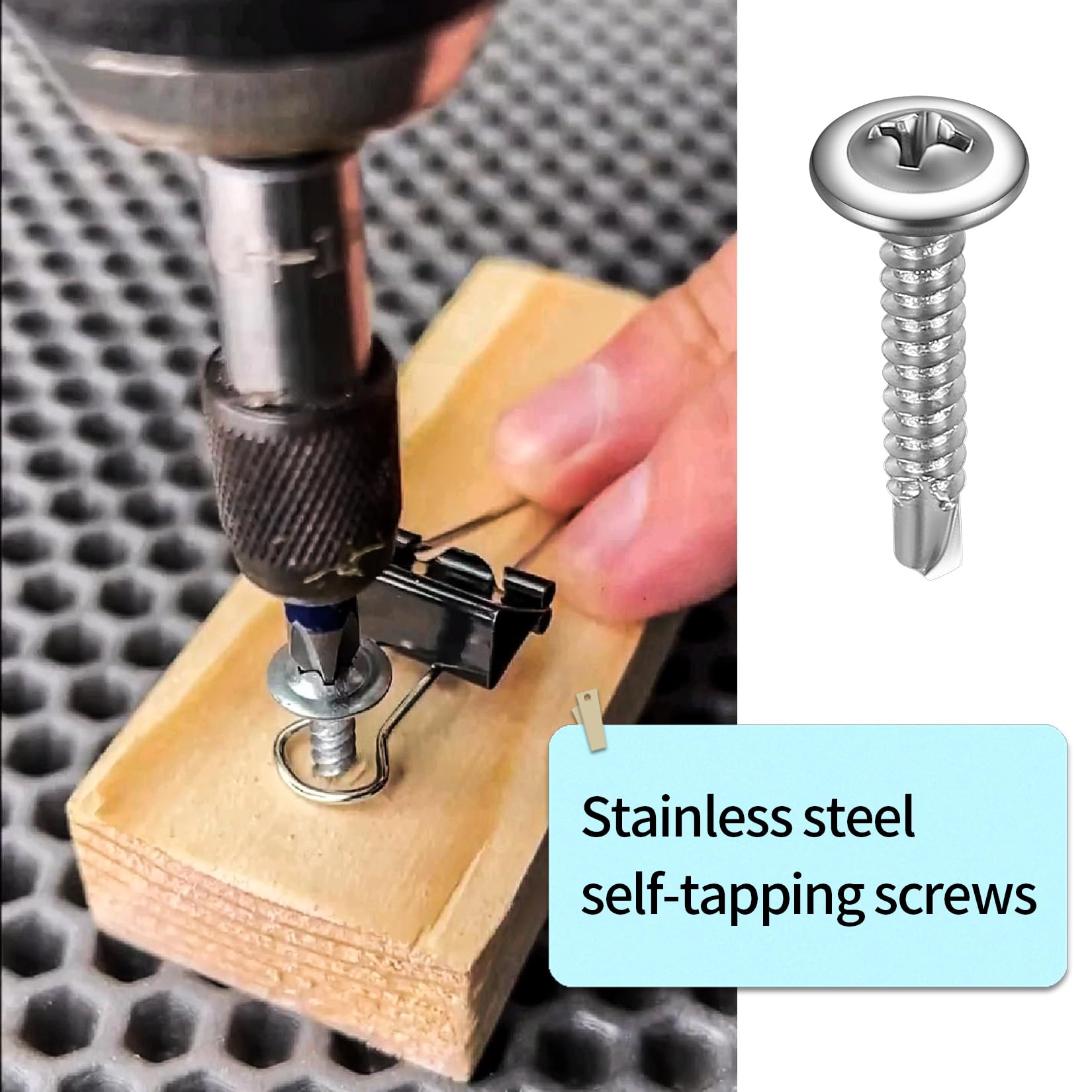 225 Piezas Tornillos Autoperforantes, M4,2 Tornillos Roscachapas Phillips, Tornillos Autotaladrantes, Tornillos Autorroscantes, Tornilleria Tornillos en Cabeza Cruz Plana para Acero Metálicos Madera