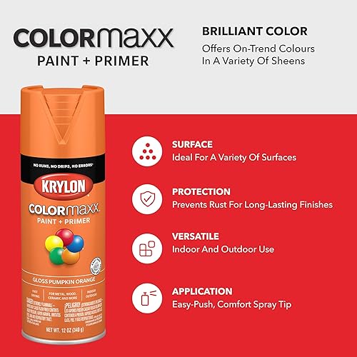 Vista 164 de Krylon - Pintura y primer en aerosol COLORmaxx K05511007, 12 onzas, rojo cereza brillante Cherry Red