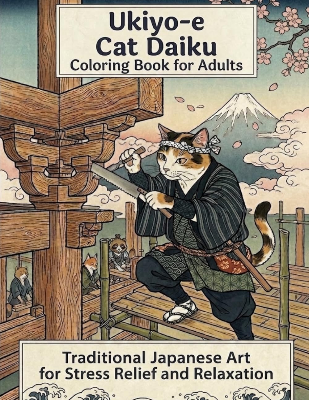 Ukiyo-e ukiyo-e Cat Daiku Coloring book for Adults: Traditional Japanese Art for Stress Relief and Relaxation