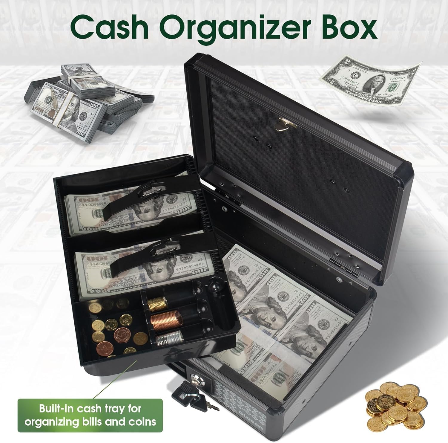 Suptikes Cash Collection Box with Lock, 8.85 x 5.3 x 11.8 inch 1