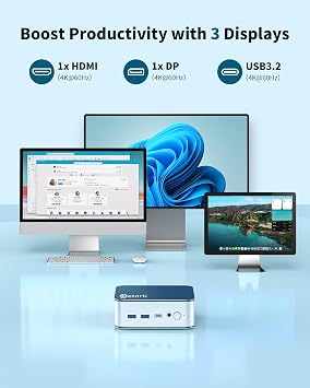 Getorli Mini PC AMD Ryzen 7 6800H(Max 4.7GHz), 32GB LPDDR5 1TB NVMe SSD Mini Computers, Triple 4K Display, WiFi 6 BT 5.3, Dual LAN, Desktop Mini PC for Work, Gaming, Design, Home Office